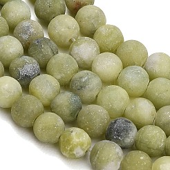 Frosted Natural Chinese Jade Southern Jade Beads Strands&nbsp;G-M248-6mm-06