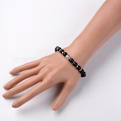 Buddha Head Gemstone Beaded Stretch Bracelets&nbsp;BJEW-JB01864-06