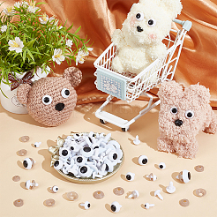 6スタイルのプラスチック製クラフトドールアイ  ぬいぐるみの目  diyの人形のおもちゃの人形のプラシ天の動物の作成のため  ラウンド  ホワイト  14~19.5x8~17.5mm&nbsp;DIY-PH0031-40