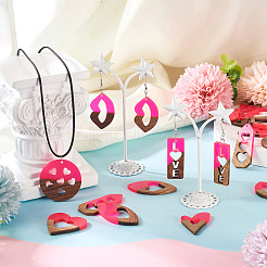 20Pcs 10 Styles Resin and Walnut Pendants&nbsp;WOOD-TA0002-73B