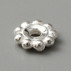 925スターリングシルバースペーサービーズ  花  銀  5.5x1.5mm  穴：1.4mm&nbsp;STER-WH0013-05B-S