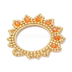 4Pcs Glass Seed Beaded Flower Pendants&nbsp;PALLOY-MZ01237
