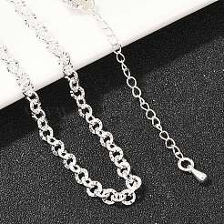 4MM Brass Textured Rolo Chain Necklaces for Men Women&nbsp;NJEW-L012-05S