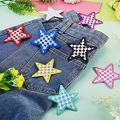 8Pcs 2 Styles Star with Lattice Computerized Embroidery Polyester Iron on/Sew on Patches&nbsp;PATC-TAC0001-28