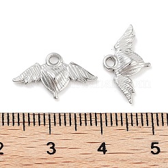 変色しない304ステンレススチールペンダント  翼のチャーム付きハート  ステンレス鋼色  9.5x16.5x2.5mm  穴：1.6mm&nbsp;STAS-P364-21P