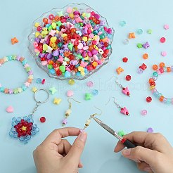1200 個 5 色不透明アクリルビーズ  スター  ミックスカラー  9x9.5x5.5mm  穴：2.5mm&nbsp;MACR-SZ0001-88