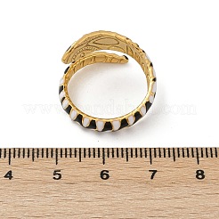 304ステンレススチール製調節可能なカフリング  エナメル  18KGP本金メッキ  ヘビ  usサイズ7 1/4(17.5mm)&nbsp;RJEW-Q015-01G-F