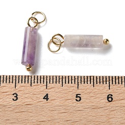 天然石アメジストペンダント  304ステンレススチールの丸カン付きコラムチャーム  ゴールドカラー  18.5~19x4~4.5mm  穴：3.5mm&nbsp;STAS-C120-01G-01