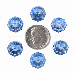 透明なアクリルパーツ  多面カット  ラウンド  藤紫色  18x11x11mm  穴：4mm&nbsp;MACR-S373-125-B10