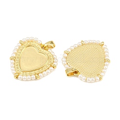 Brass & ABS Plastic Pearl  Pendant Cabochon Settings&nbsp;PL-CBA6A75-09A-G