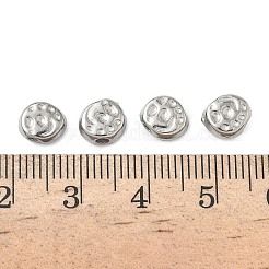 304ステンレススチールビーズ  足跡  ステンレス鋼色  6.5x7.5x3.5mm  穴：1.8mm&nbsp;STAS-D204-40P