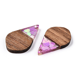 Transparent Resin & Walnut Wood Pendants&nbsp;RESI-N039-60A