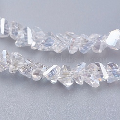 電気メッキガラスビーズセット  ABカラーメッキ  多面カット  三角形  クリアAB  3x4x3mm  穴：1mm  約149個/連  13.3インチ（34cm）&nbsp;EGLA-J145-4mm-AB01
