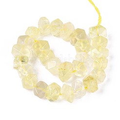 天然レモンクォーツ（加熱）ビーズ連売り  ナゲット  多面カット  7~8x10~14x10~14mm  穴：1mm  約25~28個/連  7.48~7.87''（19~20センチメートル）&nbsp;G-N327-05-25