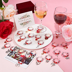 Valentine's Day Theme Alloy Enamel & 304 Stainless Steel & Plastic Wine Glass Charms&nbsp;AJEW-AB00080