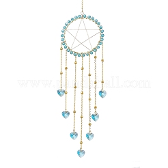 Wire Wrapped Brass Star Hanging Ornaments&nbsp;HJEW-JM02765-06