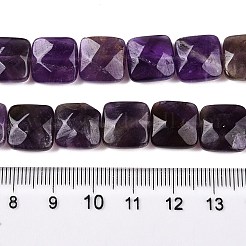 天然石アメジストビーズ連売り  多面カット正方形  12~12.5x12~12.5x5.5~6mm  穴：1.2mm  約17個/連  8.07~8.4''（20.5~21センチメートル）&nbsp;G-T138-168