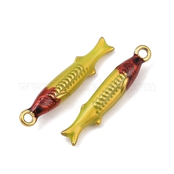 304ステンレススチールエナメルペンダント  魚  18KGP本金メッキ  イオンプレーティング（ip）  きいろ  21x4x3.5mm  穴：1.2mm&nbsp;STAS-C150-01B