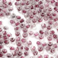 ガラスシードビーズ  色の内側  双円錐形  パープル  4.5x3.5mm  穴：1.4mm  約125個/10g&nbsp;X1-SEED-A032-01H