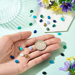 26Pcs 13 Styles Synthetic Blue Lace Agate & Black Stone & Natural White Jade & Amazonite & Unakite Cabochons&nbsp;G-TA0003-28B