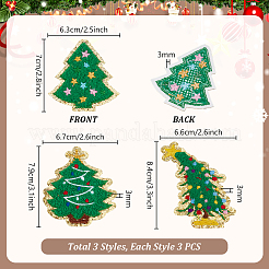 9Pcs 3 Styles Christmas Tree Polyester Embroidery Sew on Cloth Patches&nbsp;PATC-PH0001-42