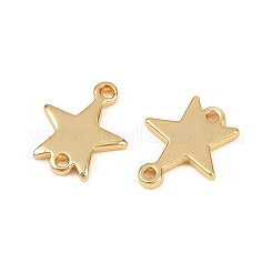 真鍮製スターコネクタチャーム  長持ちメッキ  ニッケルフリー  18KGP本金メッキ  10x8x1mm  穴：0.9mm&nbsp;KK-B137-09G