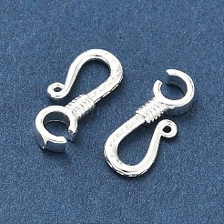 真鍮製S字クラスプ  長持ちメッキ  鉛フリー＆カドミウムフリー  ラックめっき  925銀メッキ  14x5.5x2mm  穴：0.6mmと2.2mm&nbsp;KK-H532-19S