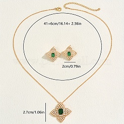 Elegant Vintage Brass Flower Stud Earrings & Pendant Necklaces Sets for Women&nbsp;FD2708
