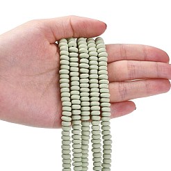 手作り樹脂粘土ビーズ連売り  ジュエリー工芸用品のDIY用  フラットラウンド  淡緑色  6~7x3mm  穴：1.5mm  約113~116個/連  15.55インチ〜16.14インチ（39.5~41cm）&nbsp;CLAY-N008-008-101