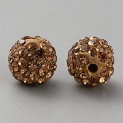ラインストーンビーズを使った手作りのポリマークレイ  ラウンド  キャメル  9.5x10mm  穴：1.8mm&nbsp;CLAY-TAC0010-04