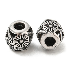 316サージカルステンレスビーズ  花  アンティークシルバー  9.5x10mm  穴：4mm&nbsp;STAS-Q304-04AS