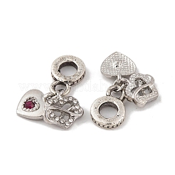 Rack Plating Alloy Crystal & Siam Rhinestone European Dangle Charms&nbsp;FIND-C055-20P