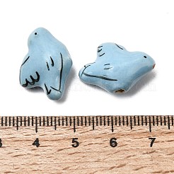 手作りの陶器ビーズ  手描きの陶器ビーズ  鳥  空色  15.5x21x9mm  穴：1.6~1.8mm&nbsp;PORC-A034-06C