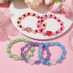 Handmade Flower Polymer Clay Stretch Bracelets&nbsp;BJEW-JB09825