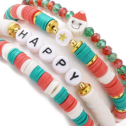 4Pcs 4 Style Polymer Clay Heishi Surfer Stretch Bracelets Set&nbsp;BJEW-TA00261