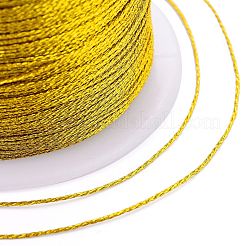 ポリエステル編組メタリック糸  DIYの編みこみのブレスレット作りと刺繡のために  ゴールド  0.4mm  6プライ  約54.68ヤード（50m）/ロール&nbsp;X-OCOR-I007-B-01