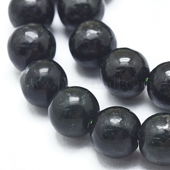 Natura Myanmar Black Jade Beads Strands&nbsp;G-D0001-06-8mm