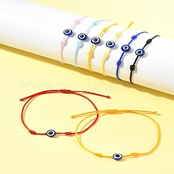 ナイロン糸ブレスレット8個  樹脂ビーズで  ミックスカラー  内径：3-1/8インチ（8cm）  8個/セット&nbsp;BJEW-FS00019