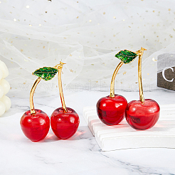 Cherry Handmade Lampwork Figurines Ornaments&nbsp;DJEW-WH0016-49