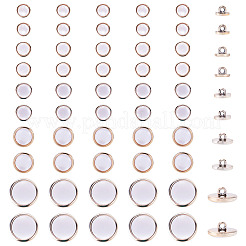 5種類のプラスチックシャンクボタン50個  フラットラウンド  1穴  ゴールド  11~22x9~11mm  穴：3mm  10個/スタイル&nbsp;BUTT-TA0001-63