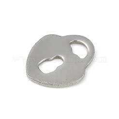 変色しない201ステンレススチールチャーム  ハート南京錠チャーム  ステンレス鋼色  12x10x1mm  穴：2x3mm&nbsp;STAS-C108-50P