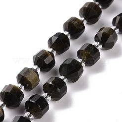 Natural Golden Sheen Obsidian Beads Strands&nbsp;G-K303-A30-8mm