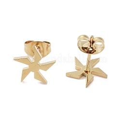 PVD真空メッキ304ステンレススチールスタッドピアス（女性用）  風車  ゴールドカラー  9.5x10mm&nbsp;EJEW-A048-15G