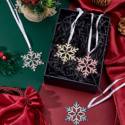 4Pcs 4 Colors Snowflake Alloy Pendant Decorations&nbsp;HJEW-FH0001-84