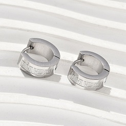 女性用304ステンレスフープイヤリング  ステンレス鋼色  13.5x5mm&nbsp;EJEW-U066-03P