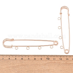 アイアン製ブローチパーツ  ラペルピン製作用の4ホールキルトピン  ラックめっき  ローズゴールド  21x89x7.5mm  穴：3.5mm&nbsp;RN-CBAB9AC-08RG