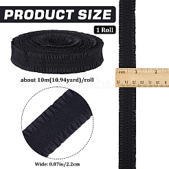 ポリエステルフリルゴムコード  ウェビング衣類縫製アクセサリー  ブラック  22mm&nbsp;EW-WH0015-02A