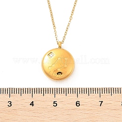 304ステンレススチールクリアキュービックジルコニア星座ペンダントネックレス  ゴールドカラー  天秤座  15.75インチ（40cm）&nbsp;NJEW-R021-02G-03