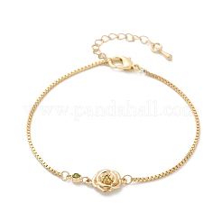 Brass Micro Pave Cubic Zirconia Birthday Flower Link Bracelets&nbsp;BJEW-U031-01G-08