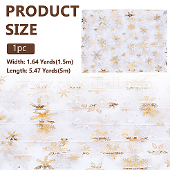 スノーフレーク柄ナイロン生地  衣類用アクセサリー  ホワイト  1500mm  5m / pc&nbsp;DIY-WH0591-175B